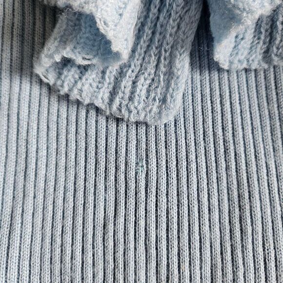 Yarns by Mododoc Pastel Blue Ruffle Wool Top Womens Medium Bell Sleeve Y2K Fairy - Picture 9 of 11